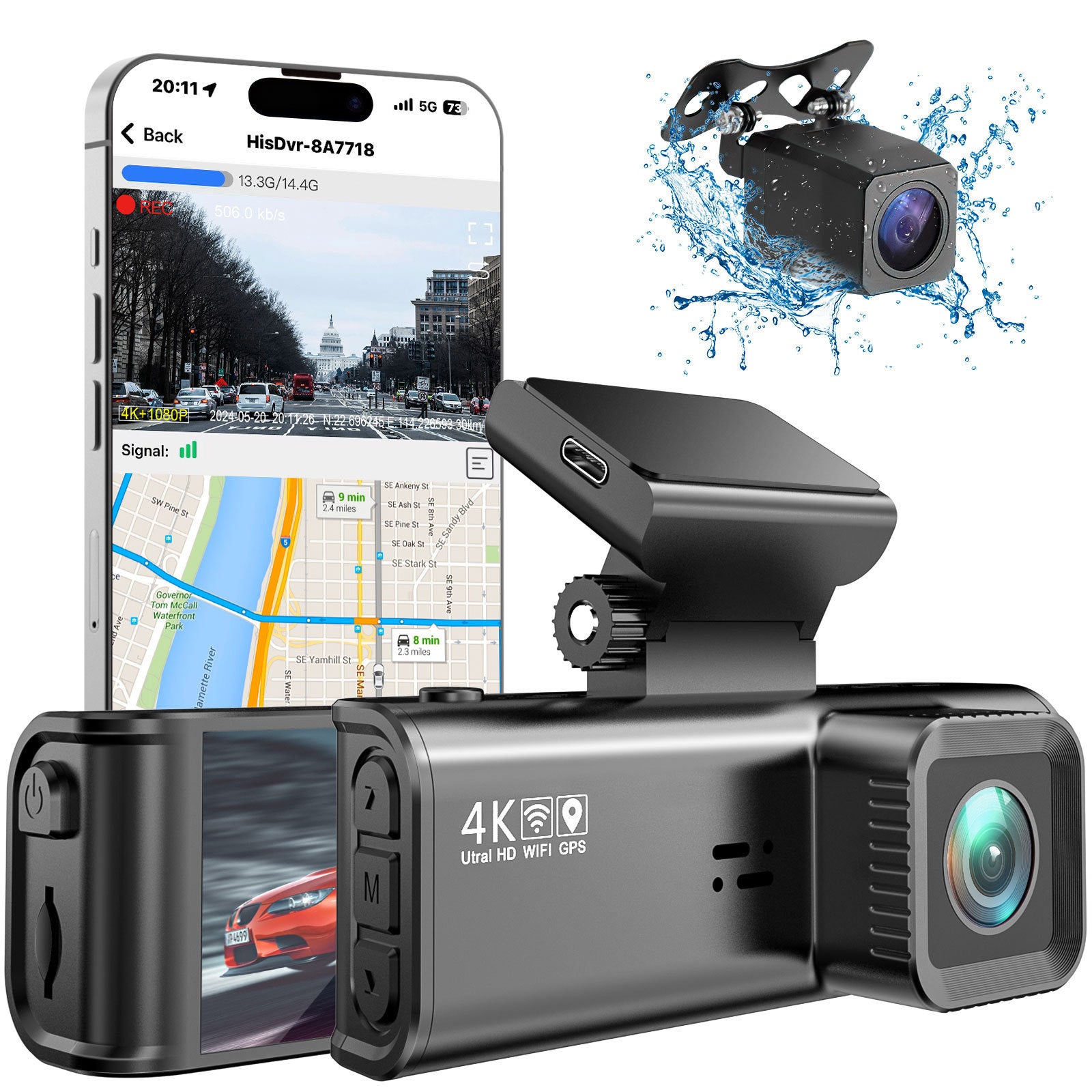 V56 3.18Inch Screen4K+1080P Driving Recorder REDTIGER F7N Optimized Driving Recorder wifi