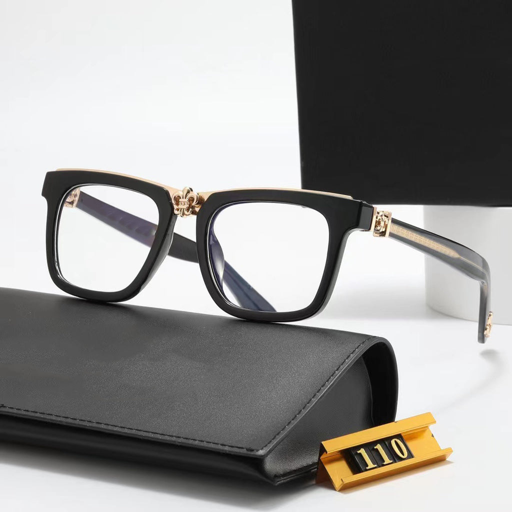 TR Vintage Square Frame Glasses for Men and Women Fashion Trend Anti-Blue Light Plain Glasses Crow Star Internet Celebrity Same Style logo