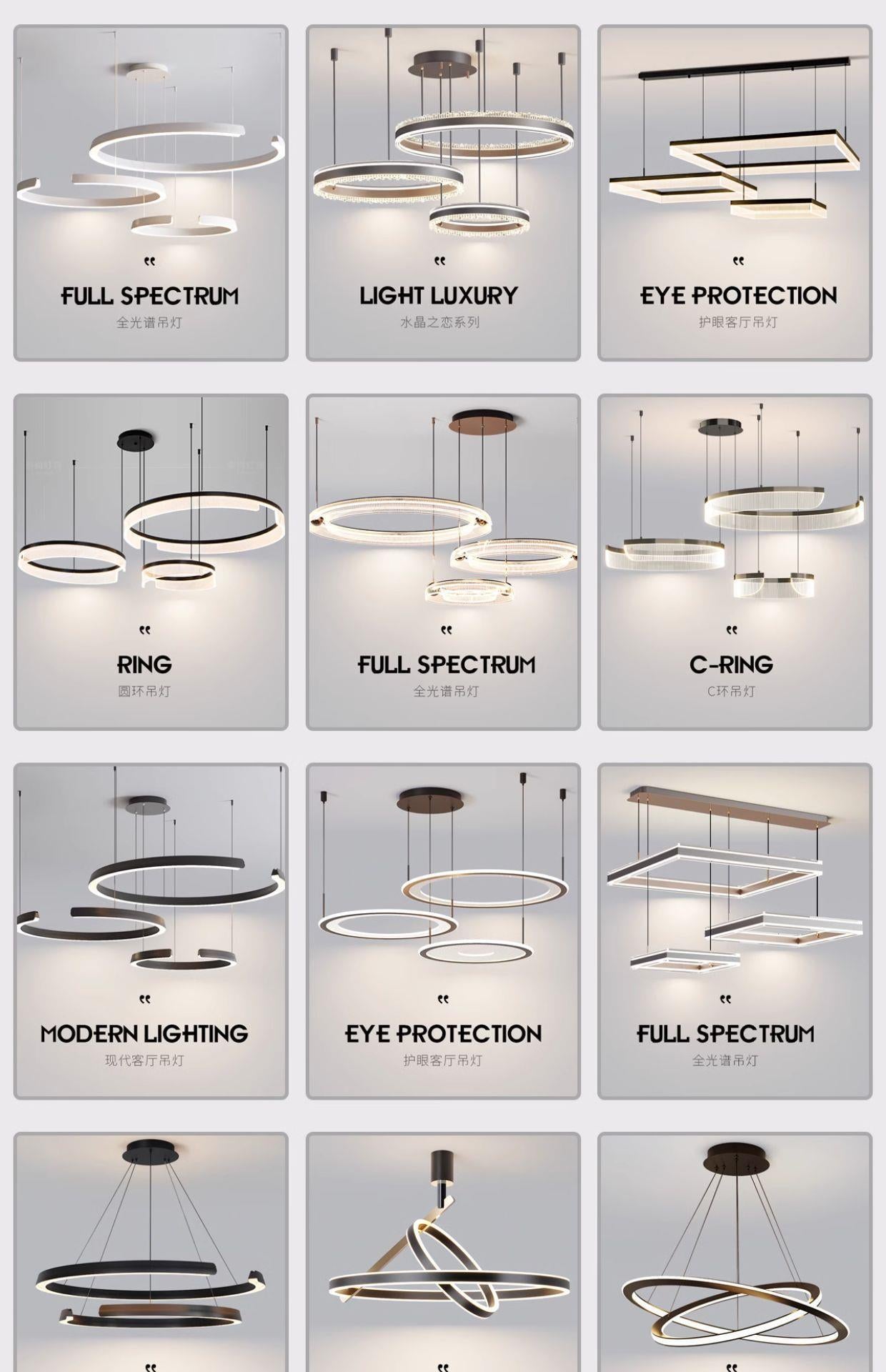 2025New High-End Light Luxury Living Room Chandelier Hall Main Light Atmospheric Dining Room Eye Protection Mountain Lamp Set Combination