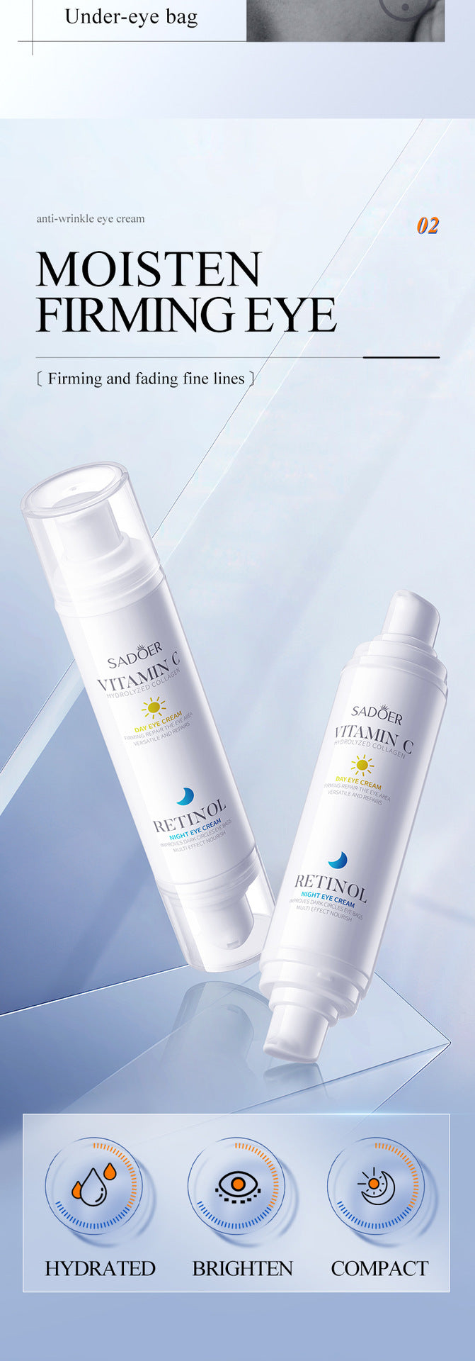 Anti-Wrinkle Eye Cream SADOER Early C Late A Day and Night Light Skin rejuvenating eye cream cross-border wholesale