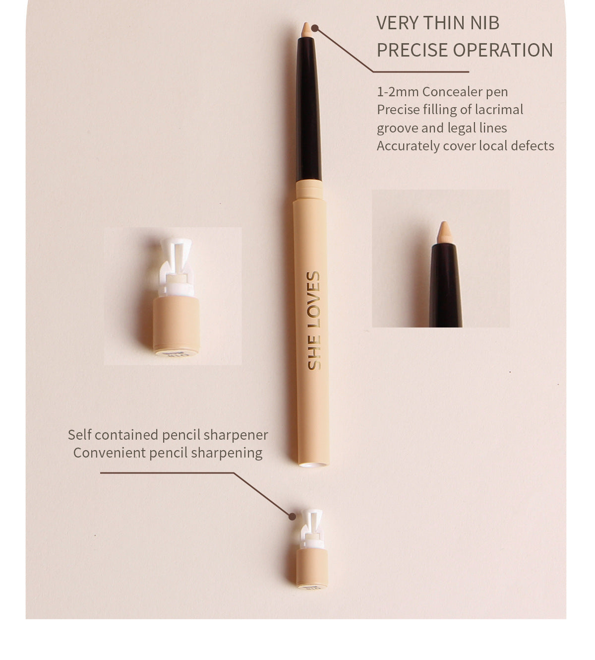 Fine Concealer Pen for Under-eye Dark Circles, Acne Marks, and Shadow Contouring Stick