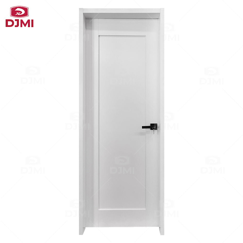 Guangdong Daji Customize Interior Bedroom White Primed Solid Core Wood Single Prehung Interior Shaker Door