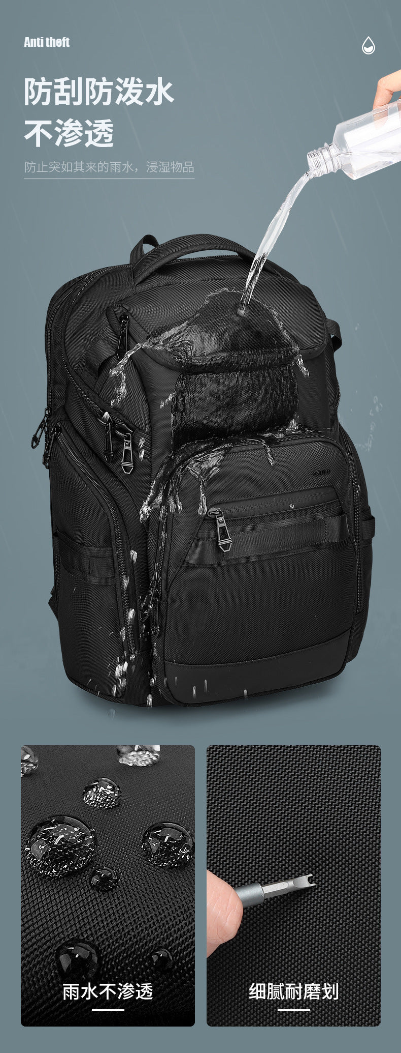 OZUKO Business Backpack Men's Computer Backpack Waterproof Large Capacity Commuting Simple High-end School Bag