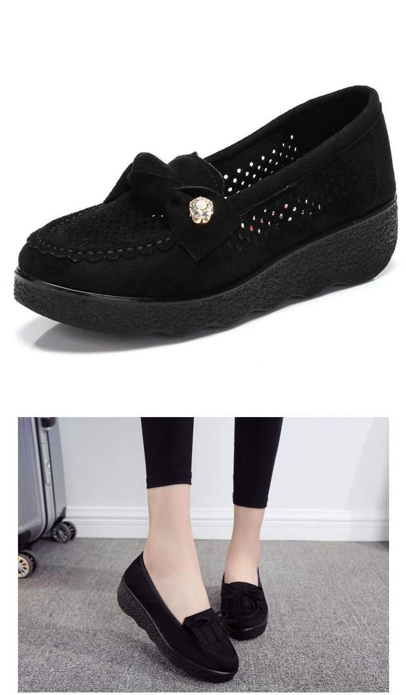 Spring and Autumn Old North Cloth Shoes Shallow Mouth Rocking Single Shoes Platform Thick Sole Loafers Wedge Women's Shoes Black Work Shoes41