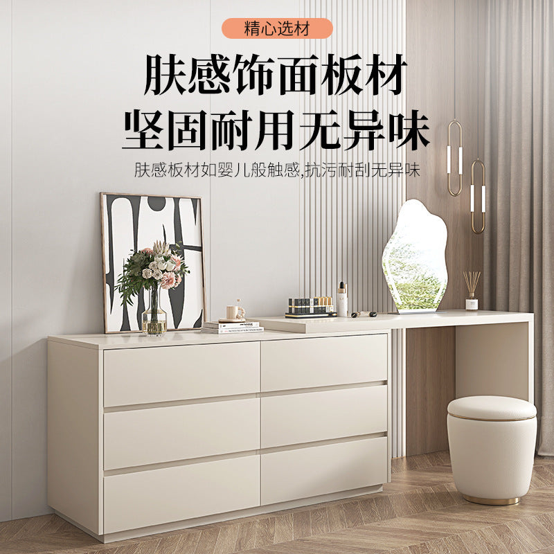 E0Grade European Pine Cream Style Chest of Drawers Simple Drawer Cabinet Bedroom Wall Storage Four-Drawer Cabinet Bedside Cabinet Sideboard