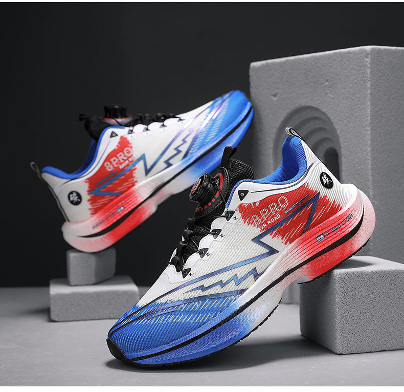 2025New8pro Full Palm Carbon Plate Racing Shock Absorption Running Shoes Men and Women Couples Rotating Buckle Youth Shoes Sports