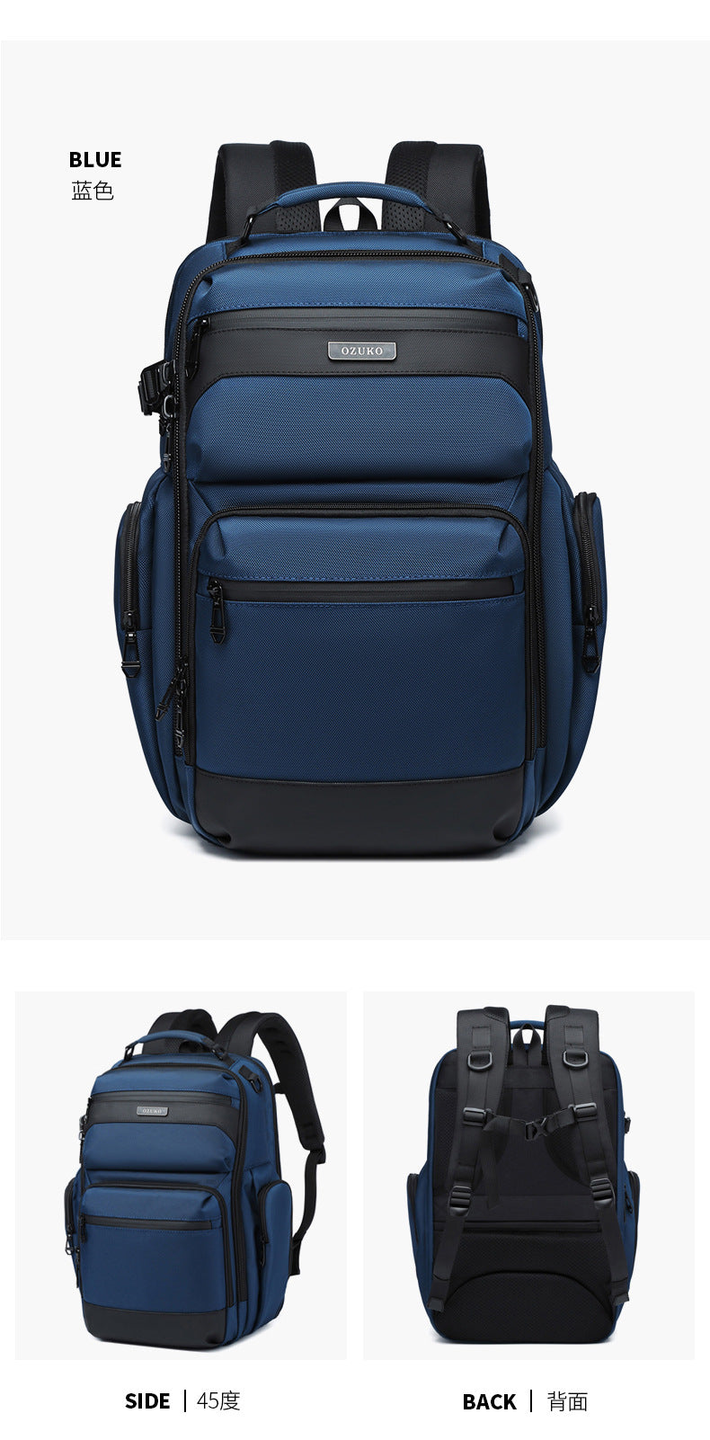 OZUKO Business Backpack Men's Commuting Computer Backpack Waterproof Large Capacity Business Travel Portable Men's Bag
