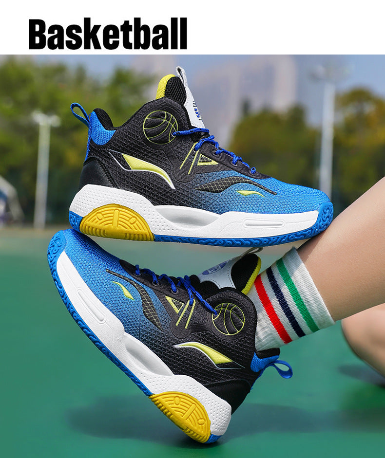 Boys' Casual Fashion Trendy Children's Shoes Non-Slip Wear-Resistant Sports Shoes for Elementary School Students Training Multi-Color Basketball Shoes