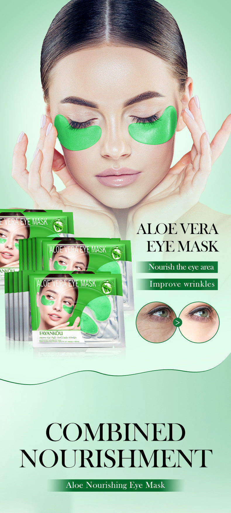 Eye Mask7.9g FAYANKOU24K Golden Aloe Vera Hydrating Nourishing Eye Mask Cross-Border Wholesale