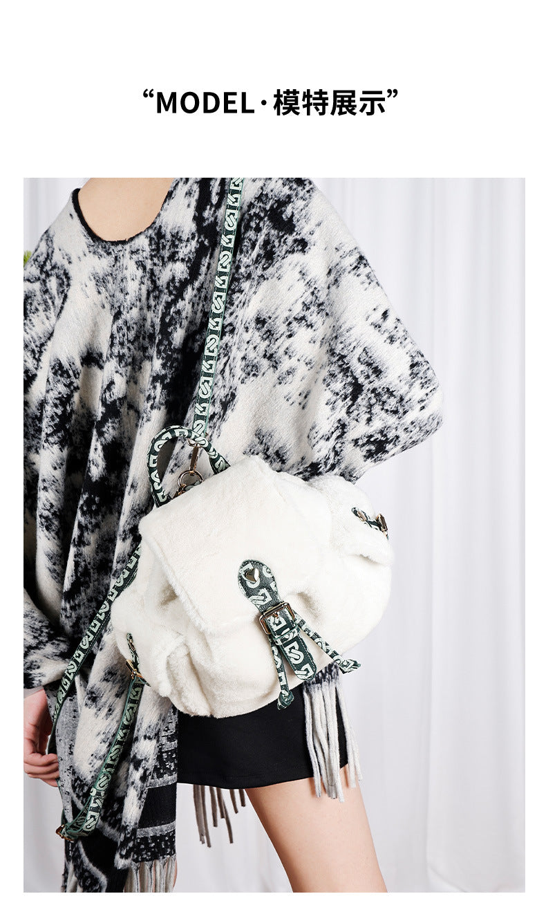 Korean Version Commuting Versatile Casual Mini Backpack Autumn Winter New Plush Double Shoulder Bag for Female Students Class Bag