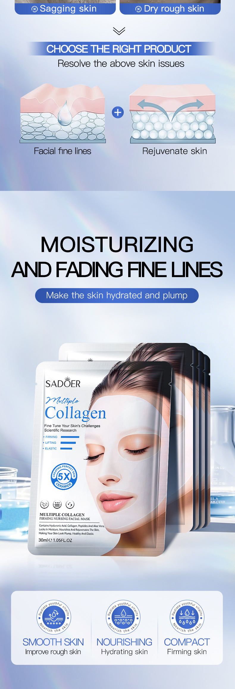 Multi Collagen Mask30ml Hydrating Moisturizing Firming Face Mask Export Manufacturer Wholesale