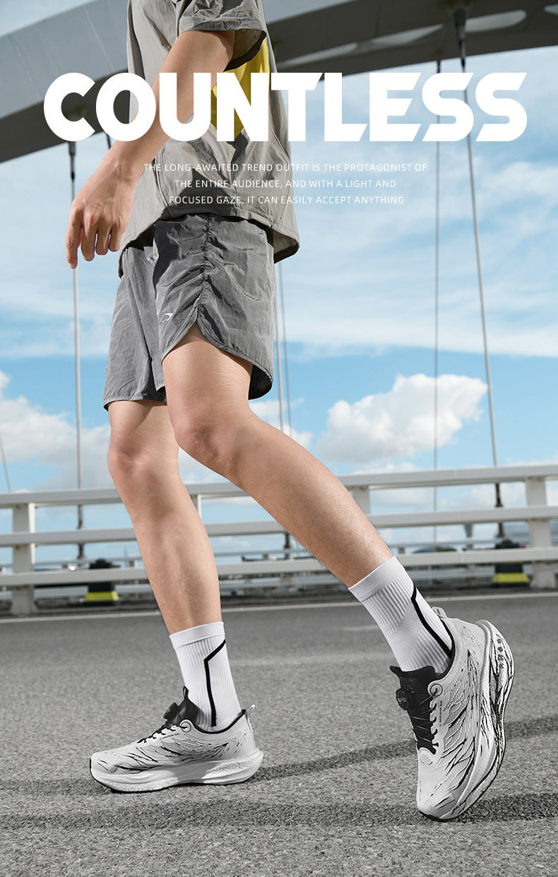 2025New Rotating Buckle Couple Fluorescent Trendy Fashion Running Shoes Real Explosive Carbon Plate Rebound Shock Absorption Sports Shoes