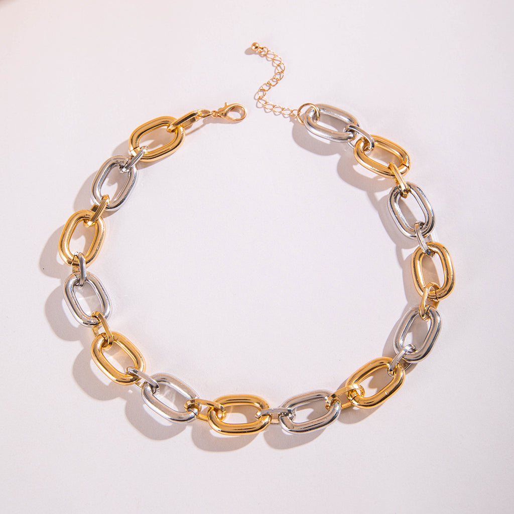 European and American Ornament Fashion Hip-Hop Short Thick Chain Geometric Necklace Metal Exaggerated Necklace