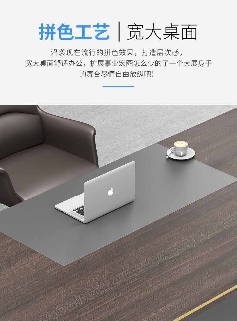 Elegant Office Desk Boss Desk Simple Modern Double Cabinet Mobile Cabinet Office Manager President Office Desk and Chair Set