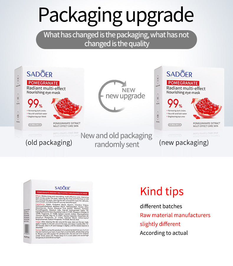 Red Pomegranate Eye Mask SADOER Moisturize the eye area, improve dark circles and wrinkles,  foreign trade wholesale