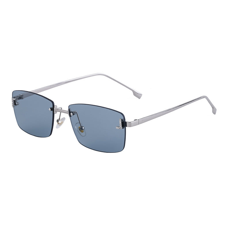【Customization】European and American Frameless Cut Edge Sunglasses with Rhinestones Square Frame Sunglasses for Women sunglasses