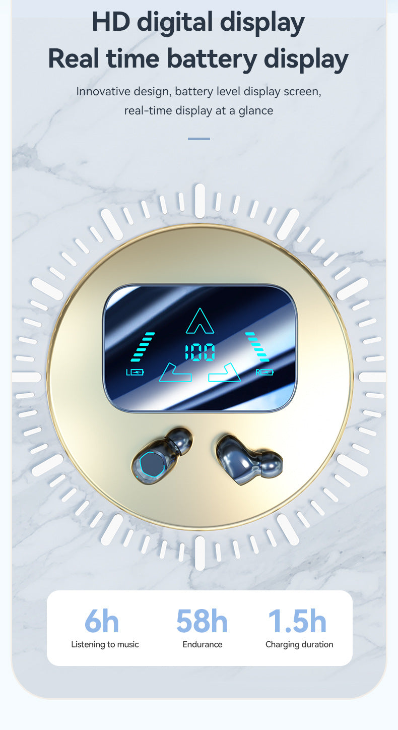 M48Digital Display Bluetooth Earbuds Ultra-Long Battery Life In-Ear Comfortable for Long Wear Private Model Wireless Bluetooth Earbuds Factory Wholesale
