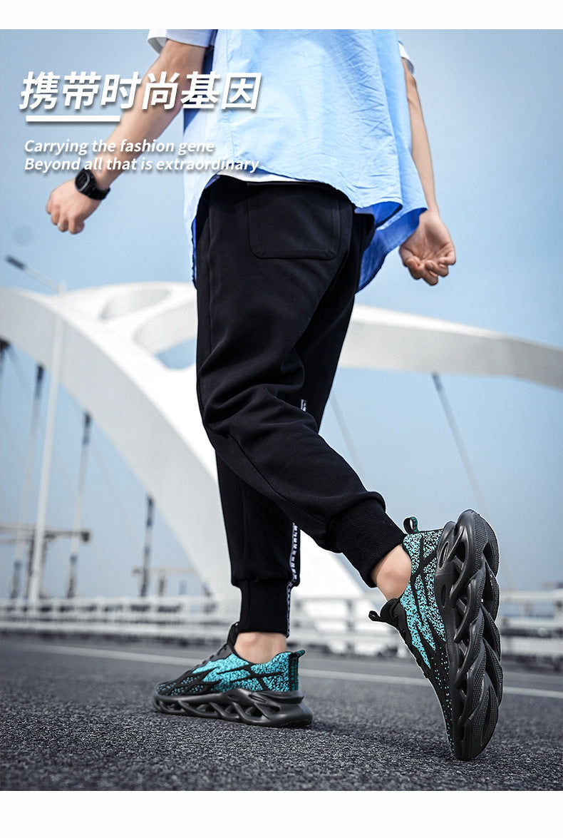 Summer Flyknit Breathable Running Shoes Braided Sole Casual Sports Shoes Men's Lightweight Trendy Shoes Professional Racing Running Shoes