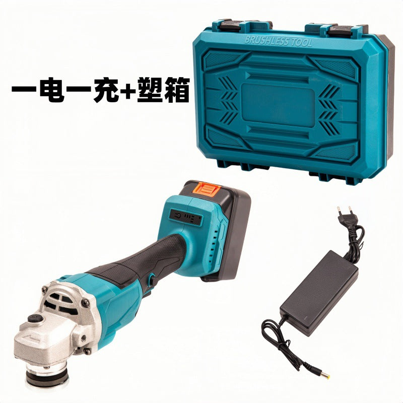 Cross-Border Dropshipping Two Batteries and One Charger Lithium Battery Angle Grinder Rechargeable Cordless Polisher Household Grinding Angle Grinder Brushless