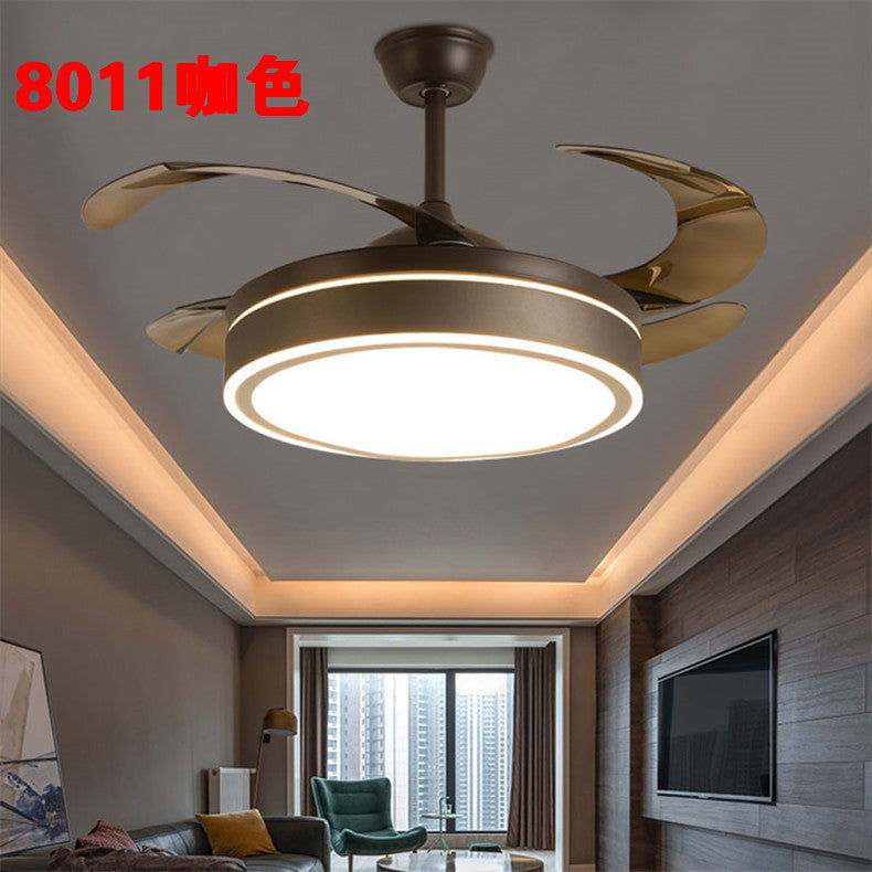 Invisible Fan Light Remote Control led Fan Chandelier Home Electric Fan Lamp scandinavian Iron Restaurant Lamp Crystal Ceiling Fan Lamp