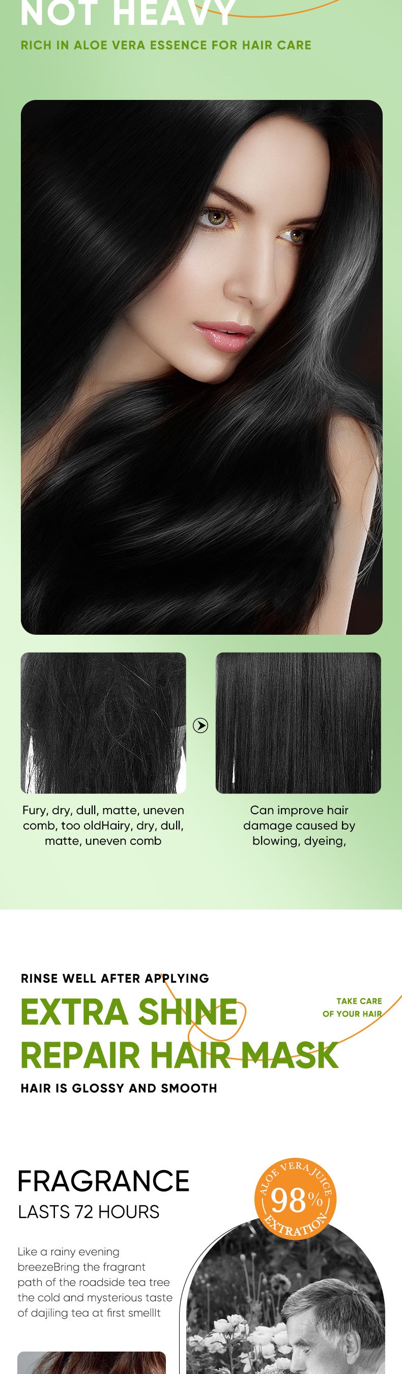 Aloe Vera Hair Mask10g SADOER Smooth and Improve Frizz Portable Cross-Border Wholesale