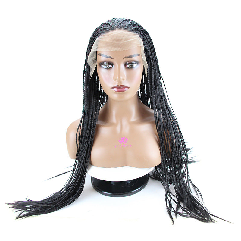 In Stock Long Braided Wig Lace Hand Crochet13*4Synthetic Hair Headband Hand-Knitted African Dreadlocks Trendy European and American Style