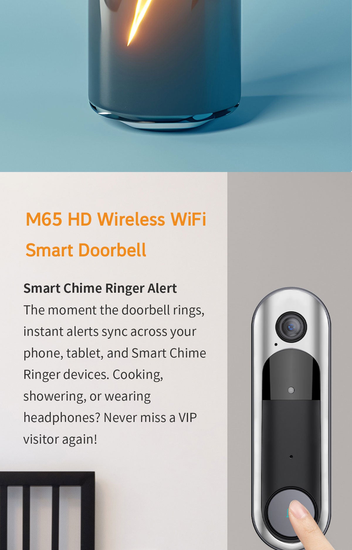 Low Power Consumption Wireless Visual Smart Doorbell Voice Intercom Home Alarm wifi Mobile Remote Electronic Cat Eye