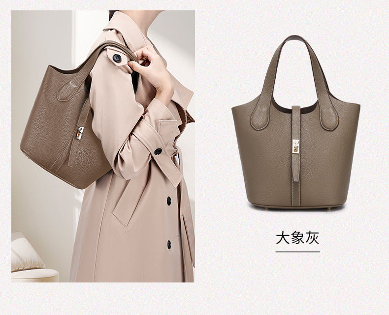 Fashionable Women's Basket Bucket Bag, Single Shoulder Underarm Mommy Versatile Handbag, Bride Wedding Bag
