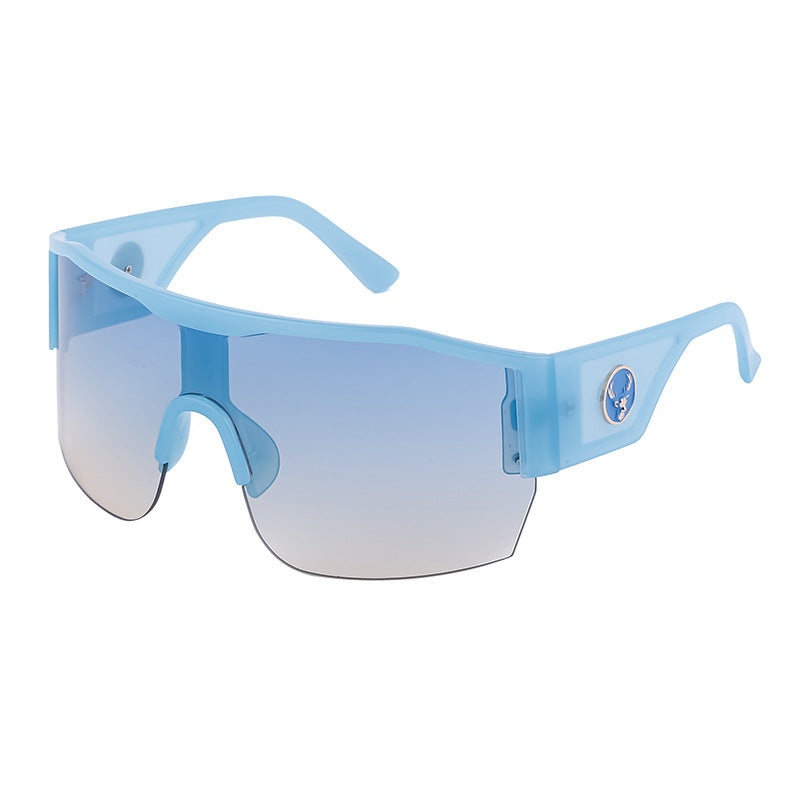 Y2K Millennium Integrated Cycling Sports Sunglasses for Women, European and American Style, Large Frame, Windproof, Half Frame Sunglasses