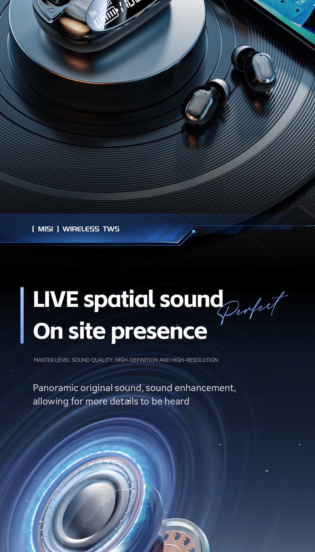 New M151Digital Display Headphones Ultra-Long Battery Life Mini In-Ear Comfortable Long-Wear Private Model Wireless Bluetooth Earphones