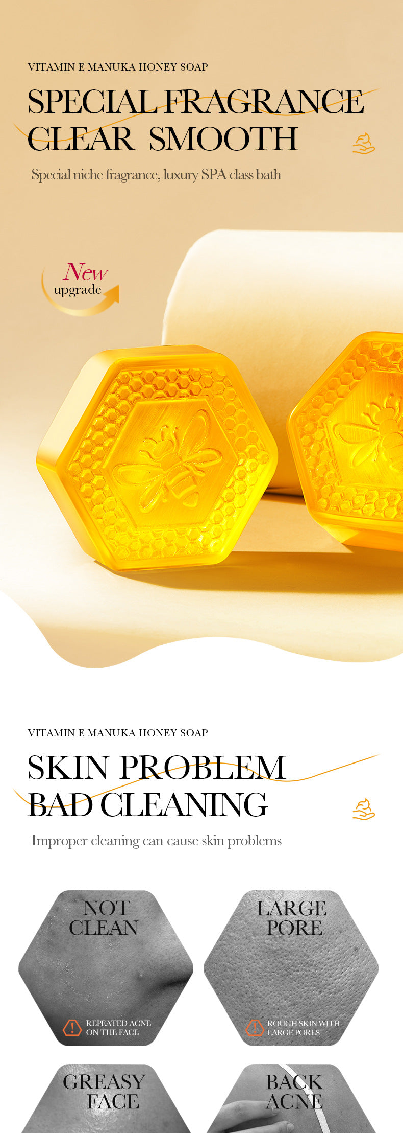 All English Vitamins E Soap BIOAOUA Honey Cleansing Bath Essential Oil Soap  Foreign Trade Wholesale