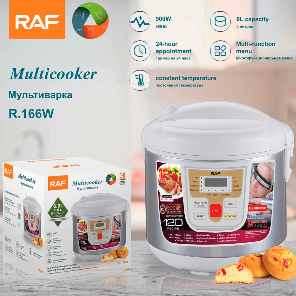 RAF European Standard Rice Cooker Smart6L Fully Automatic Health-Preserving Household Stainless Steel Rice Cooker Multi-Functional