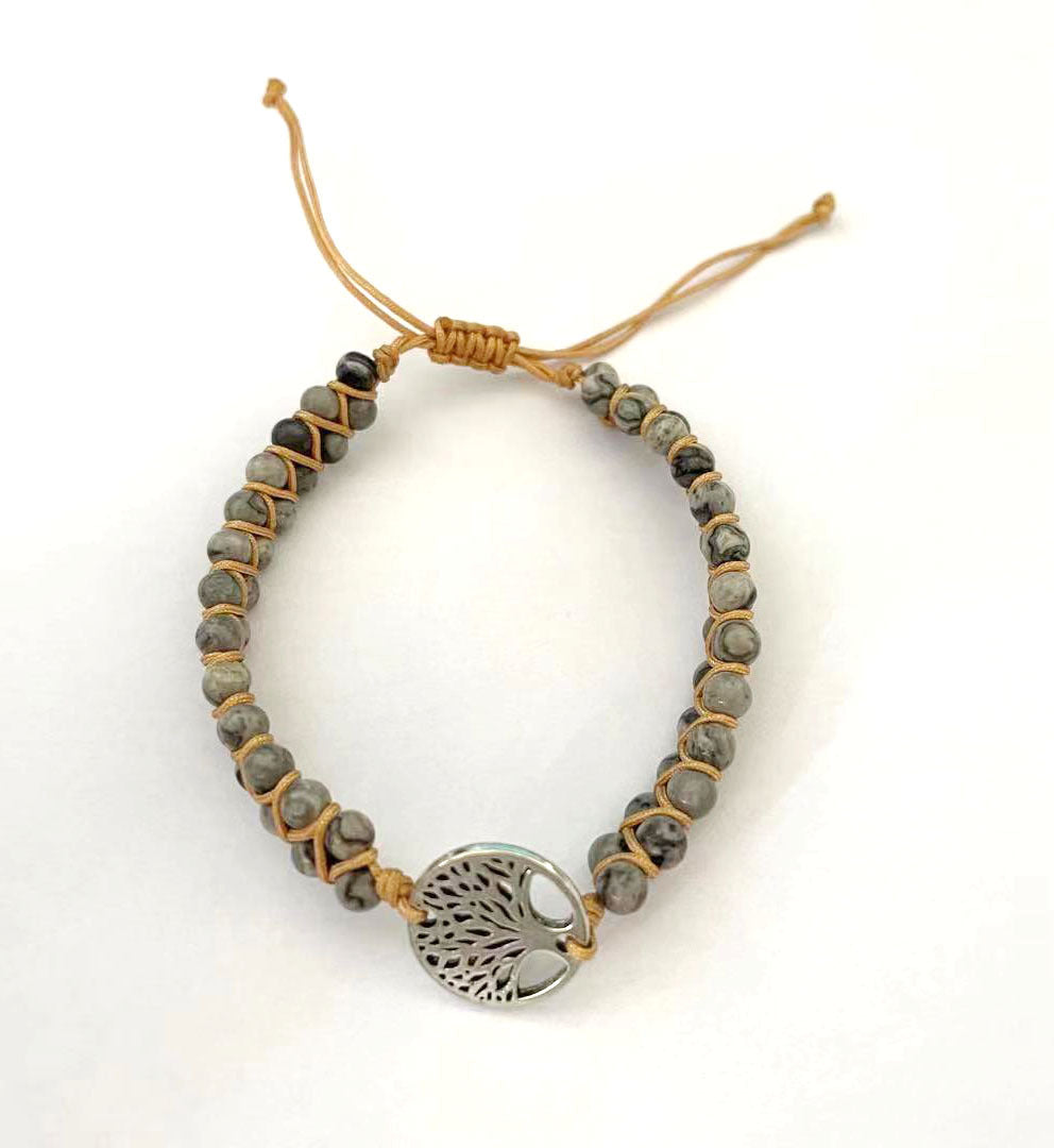 Amethyst Double Row Bracelet Women Gift Lucky Tree Adjustable Bracelet Natural Tiger Eye Stone Double Layer Braided Bracelet