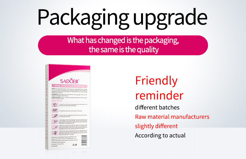 Full English Aloe Vera Double-Sided Hair Removal Wax Paper SADOER Armpit Hair Leg Hair Body Hair Removal Hair Removal Cream  Wholesale