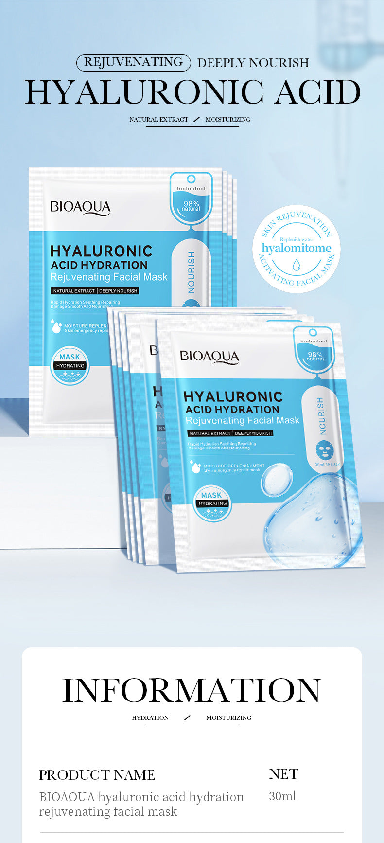 Full English Mask30gBIOAOUA Honey Hydrating Pearl Moisturizing Rose Snail Moisturizing  Foreign Trade Wholesale