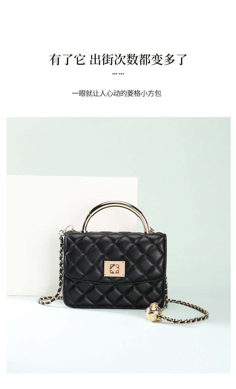European and American Style Small Square Bag New Diamond Embroidery Women's Bag Niche Versatile Fashion Chain Crossbody Women's Bag Single Shoulder Small Square Bag