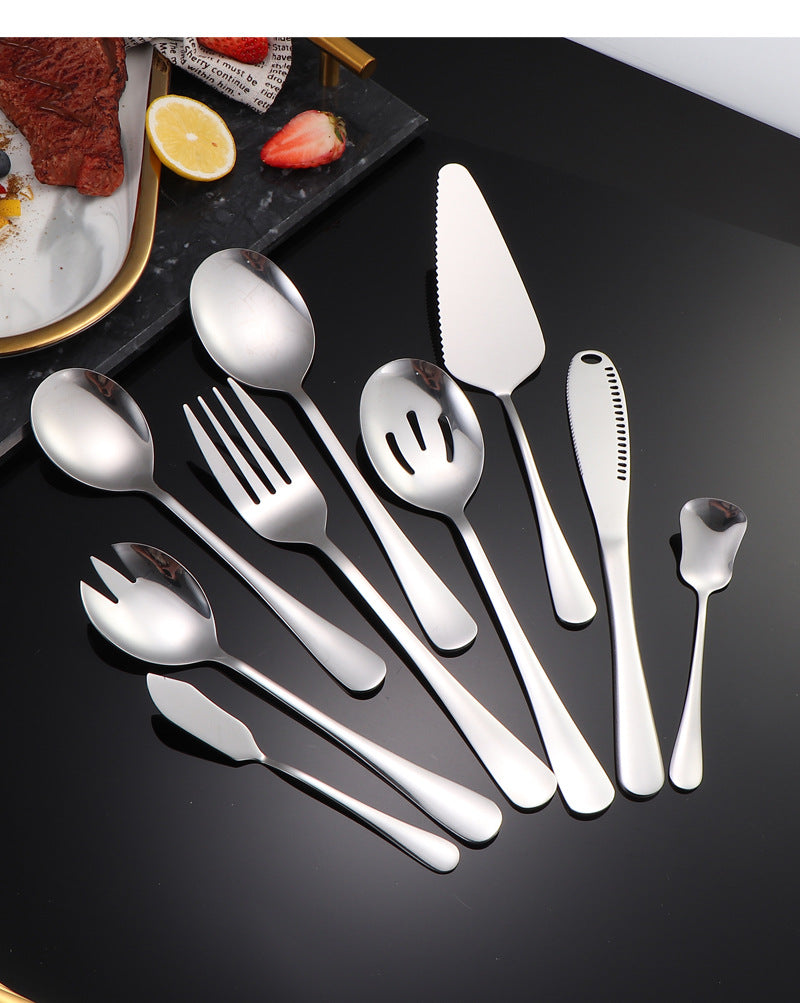 1010Stainless Steel Public Tableware Salad Dessert Spoon Fork Hotel Restaurant Self-service Spoon Fork Set