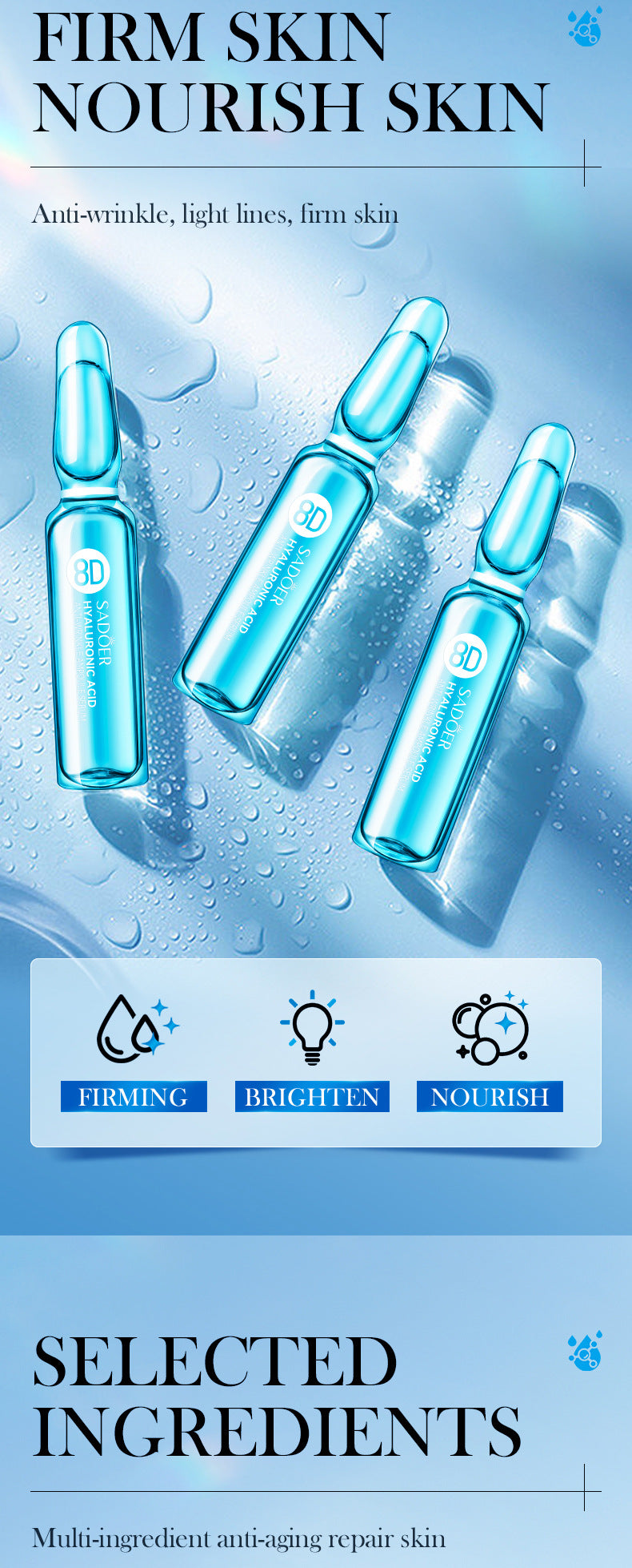 Full English Hyaluronic Acid Face Cream SADOER8D Anti-wrinkle Hydrating Nourishing Face Cream Moisturizing and Rejuvenating  Foreign Trade Wholesale