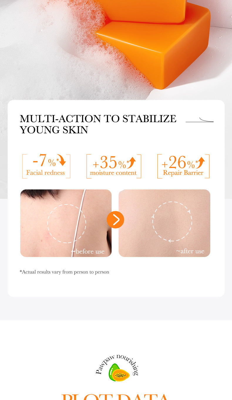 Papaya Handmade Soap100g BIOAOUA Vitamin C Cleansing and Bath Soap Cross-Border Wholesale