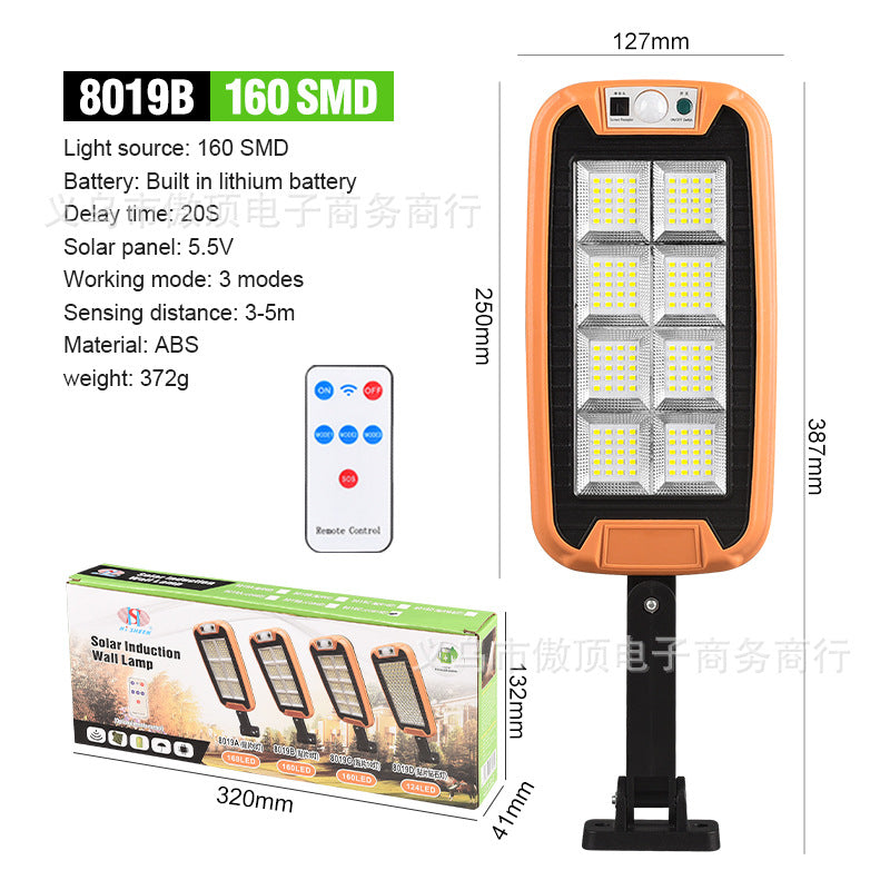 New Solar Light Outdoor Human Body Induction Light with Remote Control Wall Light Waterproof Garden Light LED Garage Light Street Light