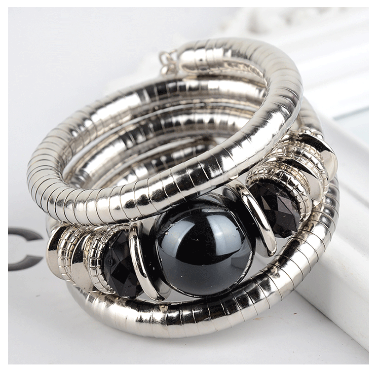 European and American Fashion Brand Bracelet for Women, High-End Ethnic Style, Simple Layered Multi-Color Three-Circle Wrap Bracelet