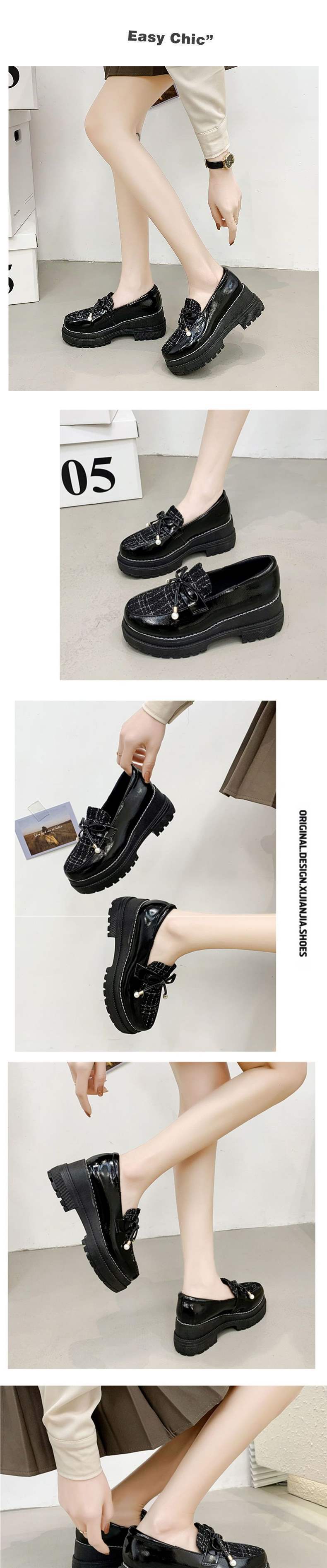 Platform Loafers2025Spring and Autumn New Style Women's Single Shoes Retro British Style Small Leather Shoes Women's Wedge Lazy Shoes