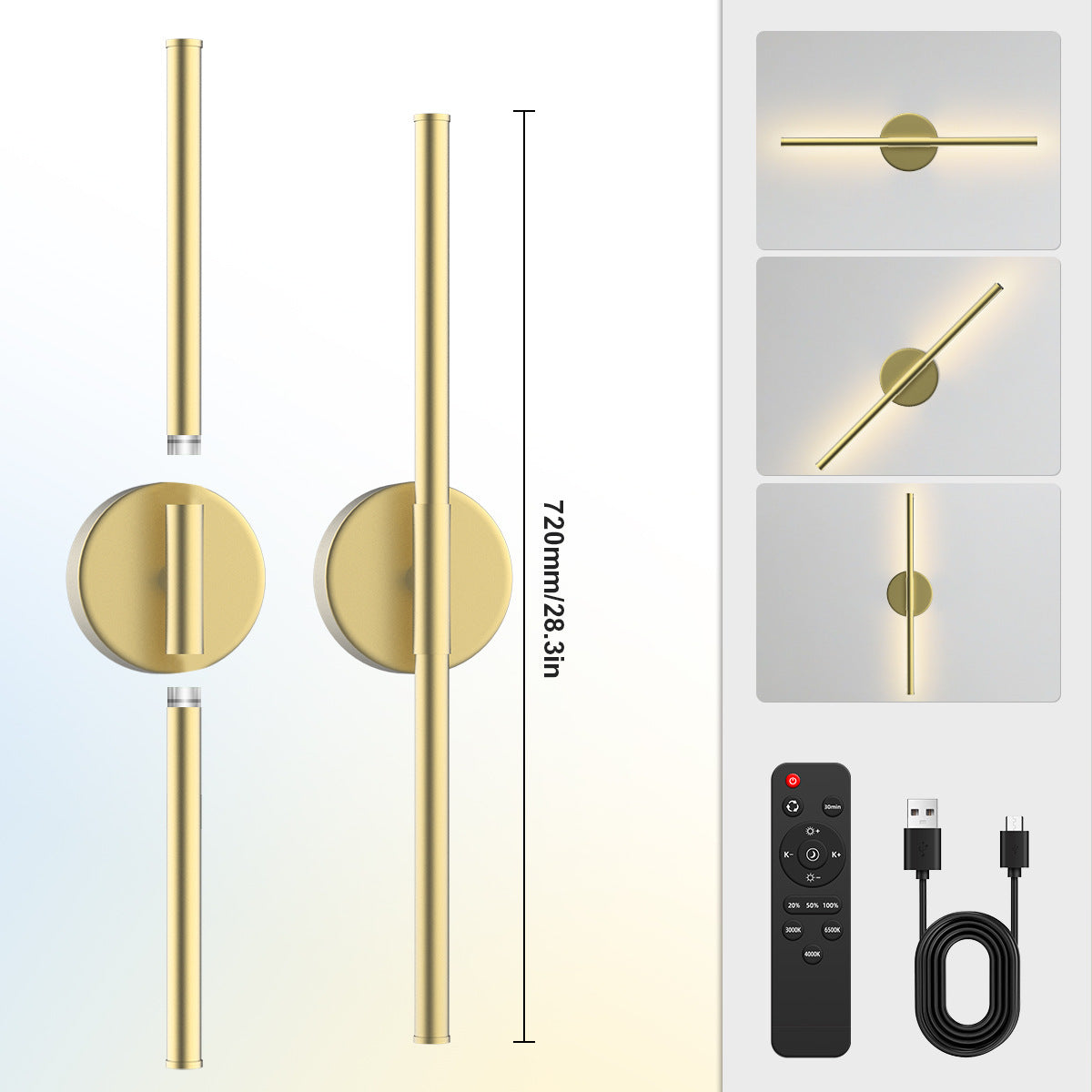 Dual-Head Detachable Wall Lamp No Wiring Required Wall Lamp Reading Wall Lamp Dimmable Wall Lamp Indoor Wall Lamp Magnetic Wall Lamp