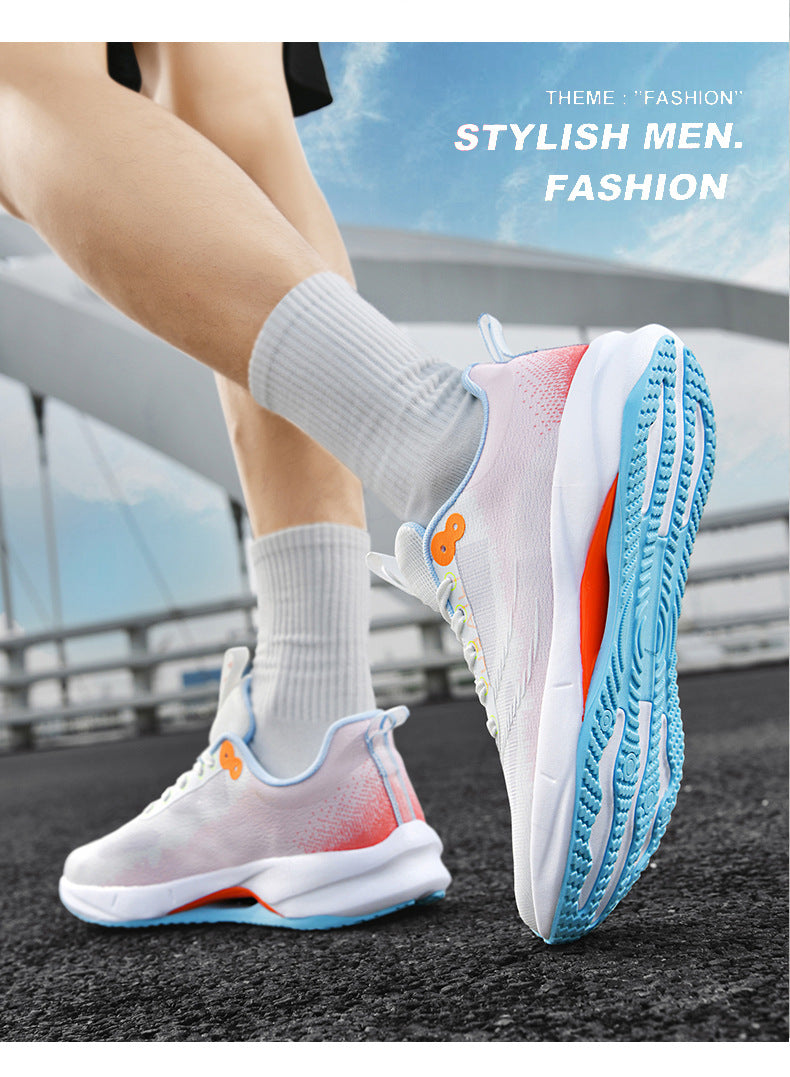 Summer Men's Fashion Breathable Sneakers Student Outdoor Trendy Lace-up Thick-soled Low-top Casual Running Shoes