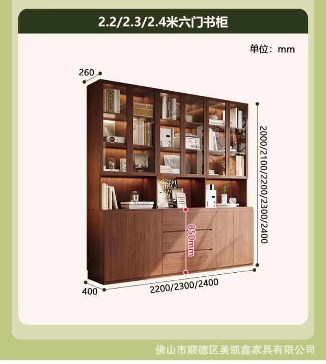 ENF Grade Oak Bookshelf Bookcase Floor-standing Storage Rack Living Room Wall-mounted Integrated Bookcase Storage Cabinet Organizer