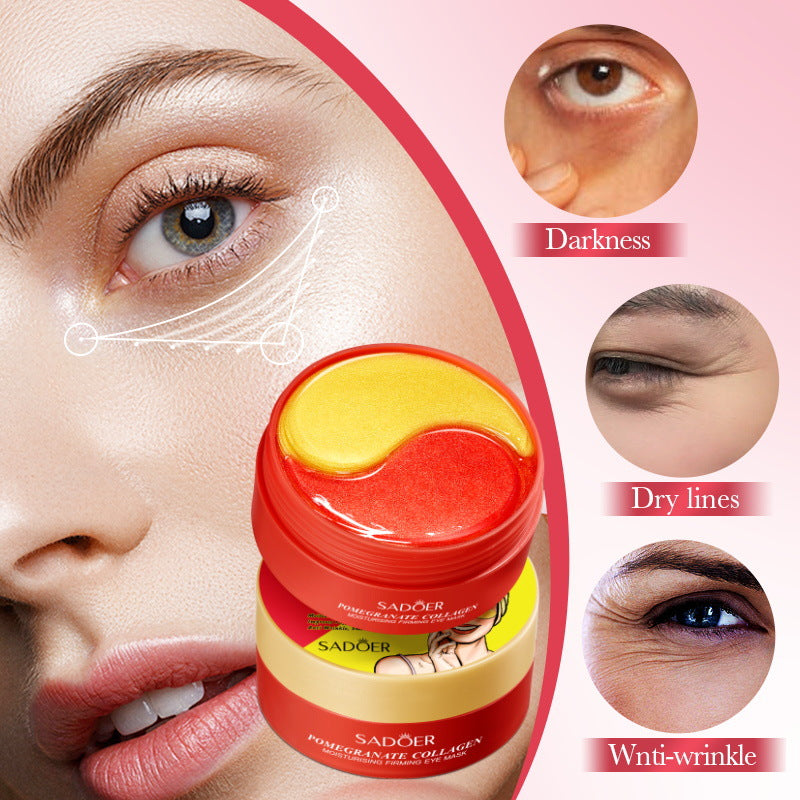 Pomegranate Collagen Moisturizing Eye Mask SADOER Firming and Moisturizing Eye Mask Patch Cross-Border Wholesale
