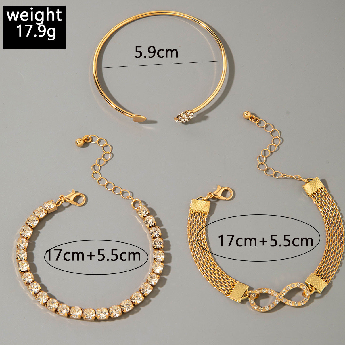 European and American Jewelry High-End Imitation Crystal Butterfly Bracelet Set Fashion Inlaid Diamond Heart Bracelet Wholesale