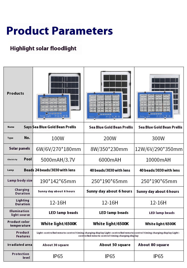 Super Bright New Rural Household LED Street Light Indoor/Outdoor IP65 Flood Light Waterproof Iron ABS for Roads Solar Panels