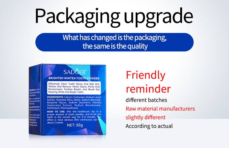 All English Tooth Powder50g SADOER Clean Tooth Stains, Care for Gums, Freshen Oral Care,  Foreign Trade Wholesale