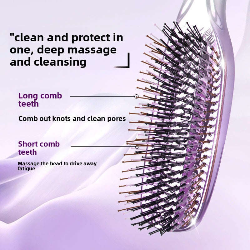 Cross-Border Meridian Fluffy Scalp Cleaning Care Comb High Low Comb Teeth Dry Wet Dual-Use Smooth Hair Fine Needle Electroplated Massage Comb